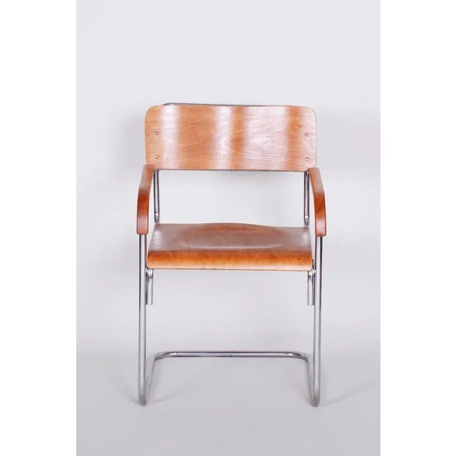 1930s Set of Czech Bauhaus Armchairs in Beech & Chrome attributed to Mücke-Melder, 1930s For Sale - Image 5 of 12