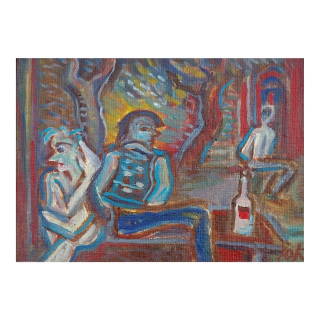 1970s Ukrainian Artist Kovalenko Yu. Oil Painting on Cardboard 25-35 For Sale