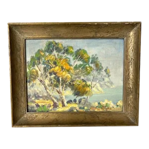 1950s Helen Hafer California Landscape Oil Painting, Framed