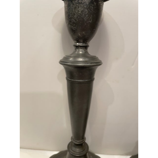19th Century Pair of Antique Pewter Candlesticks For Sale - Image 5 of 7