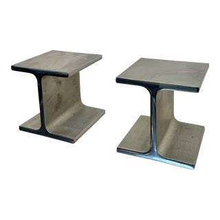 1960s Vintage Modernist Chrome Steel I-Beam Bookends in the Style of Bill Curry - Set of 2 For Sale