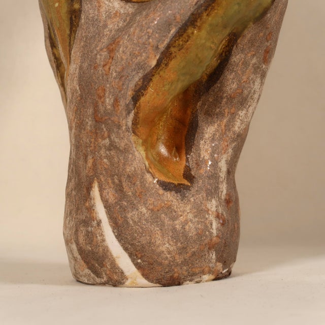 Large Organic Hand Formed Brutalist Studio Pottery Ceramic Sculpture Vase With Natural Drip Glaze For Sale - Image 12 of 16