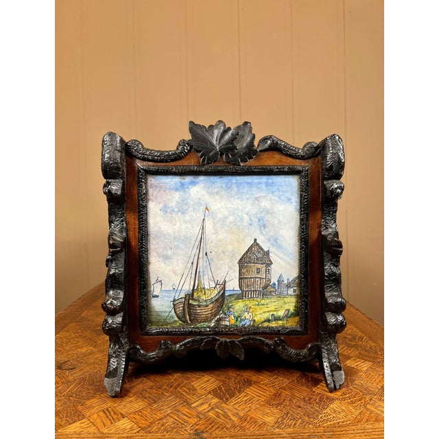 Antique French Jardiniere Planter Black Forest Loebnitz Faience Walnut C1870 For Sale - Image 9 of 18