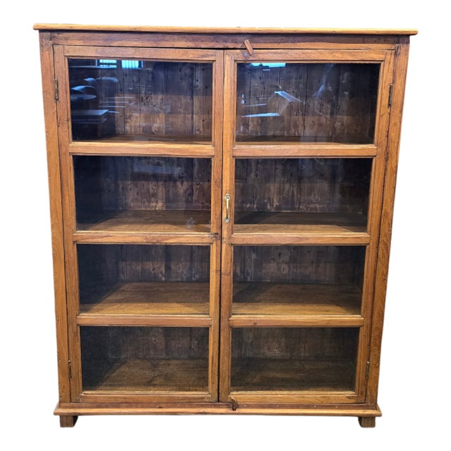 Reclaimed Wood Glass Cabinet For Sale