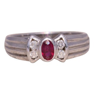 The Vivid: Ruby and Diamond Ring in 14K White Gold For Sale