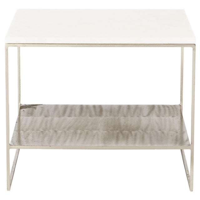 Not Yet Made - Made To Order Mid-Century Modern Schumacher Steel and White Marble End Table For Sale - Image 5 of 5
