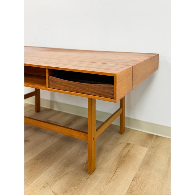 Peter Lovig Nielsen MCM Desk Folding Top Shelving Rare Danish Modern Office Desk For Sale - Image 13 of 16