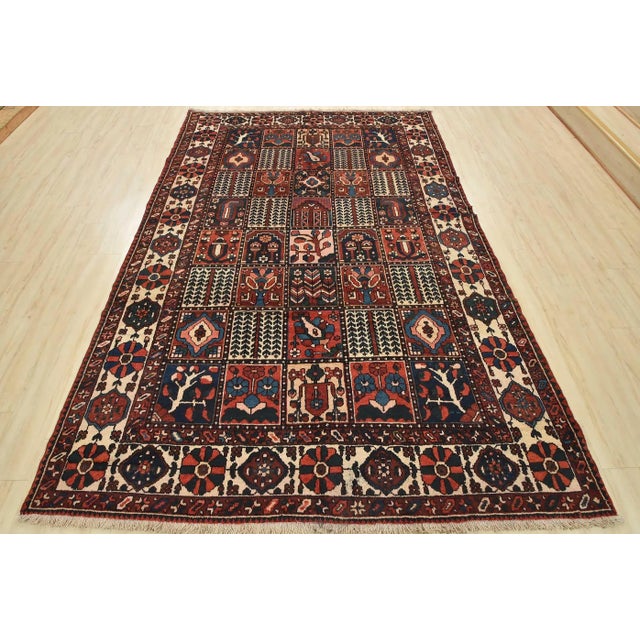 Tribal Bakhtiari Rug 7’2” X 10’1” Multicolor Wool Semi-Antique Hand-Knotted Carpet For Sale - Image 3 of 15