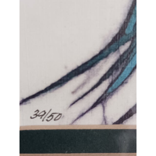 Early 21st Century Kae Taylor Turquoise Batik AngelFish Lithograph, Signed and Numbered For Sale - Image 5 of 7