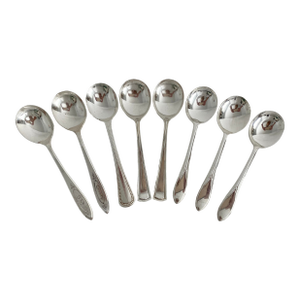 Vintage Silverplate Soup Gumbo Spoons Assorted Set of 8