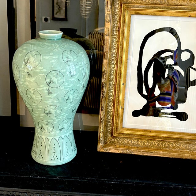 Korean Celadon Vase With Thousand Cranes Motif For Sale - Image 9 of 11