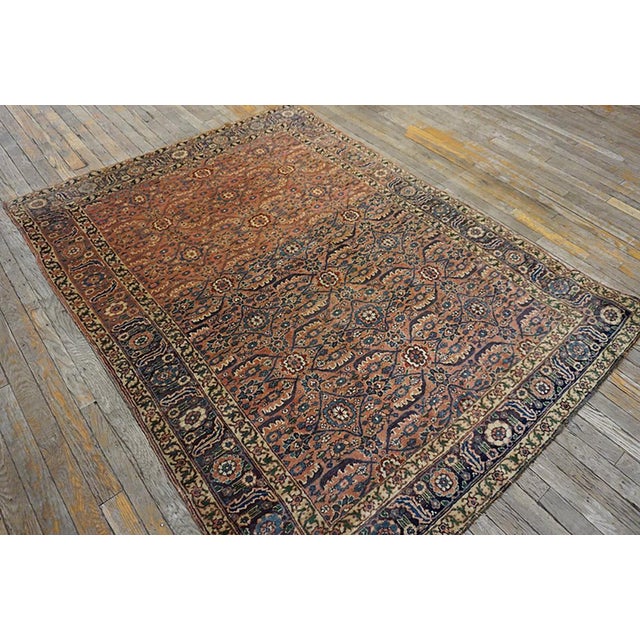 19th Century N.W. Persian Carpet ( 4'6" x 6' - 137 x 183 ) Antique N.W. Persian Coral 1890s Rug, Circa Date: 1890s. This...