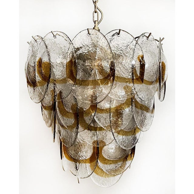 Murano Chandelier with 41 Lattimo Amber Glasses by Mazzega, 1979 For Sale - Image 15 of 17