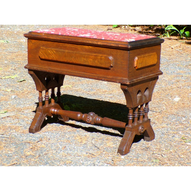 Antique Victorian Slipper Bench Solid Walnut Sewing Stool For Sale In Boston - Image 6 of 14