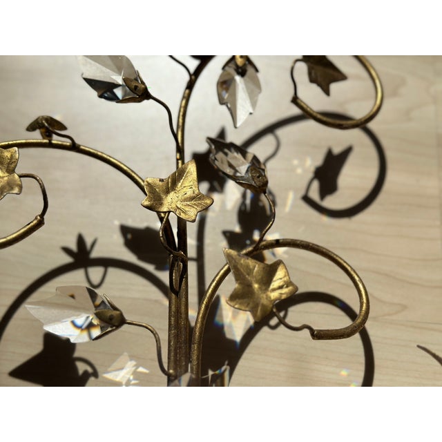 Florentine Gilt Wall Sconces with Glass Ivy Leaves, 1970s, Set of 2 For Sale - Image 15 of 16
