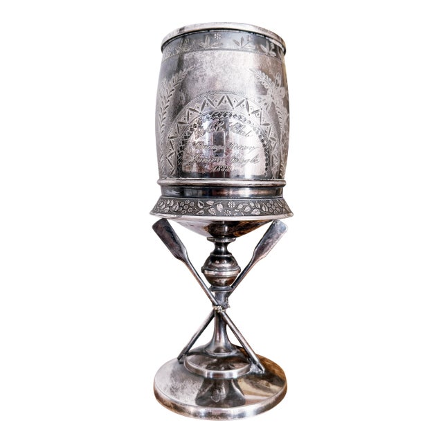 1888 Silver Plated Figural Chicago Navy Rowing Trophy For Sale
