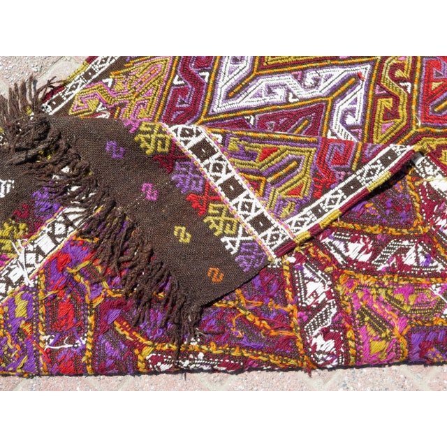 Mid 20th Century 60s Turkish Rug Handmade Wool Kilim Small Area Rug For Sale - Image 4 of 11