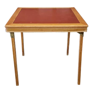 1950s Leg-O-Matic Maple and Vinyl Folding Card Table