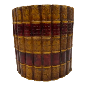 Vintage Waste Paper Basket or Indoor Planter Cache Pot Trompe l'Oeil Faux Book Spines