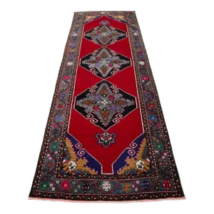 Hand Knotted Turkish Runner Rug - 3′8″ × 11′3″