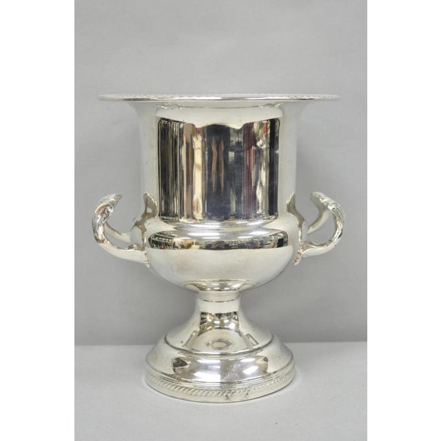 Traditional Vintage English Regency Style Silver Plated Champagne Chiller Bar Ice Bucket For Sale - Image 3 of 15