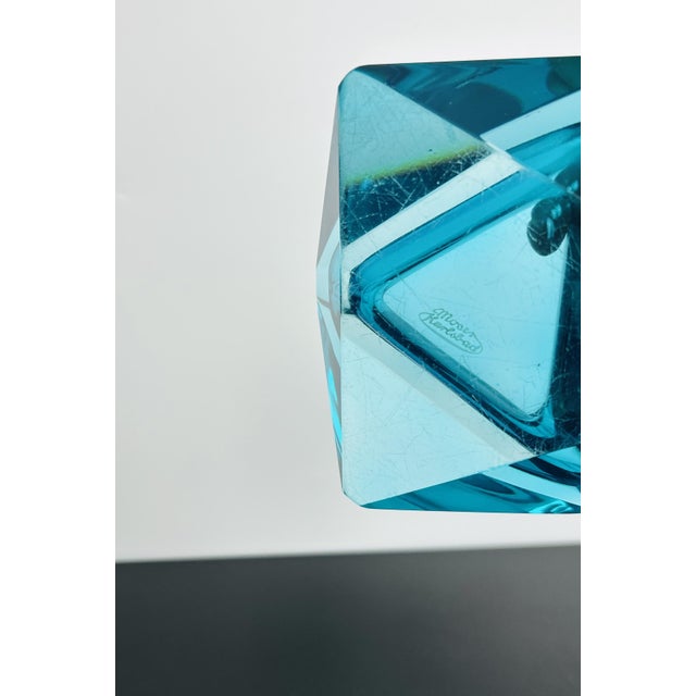 Blue Art Deco Blue Faceted Glass Ashtray by Moser, Czechoslovakia, 1930 For Sale - Image 8 of 9