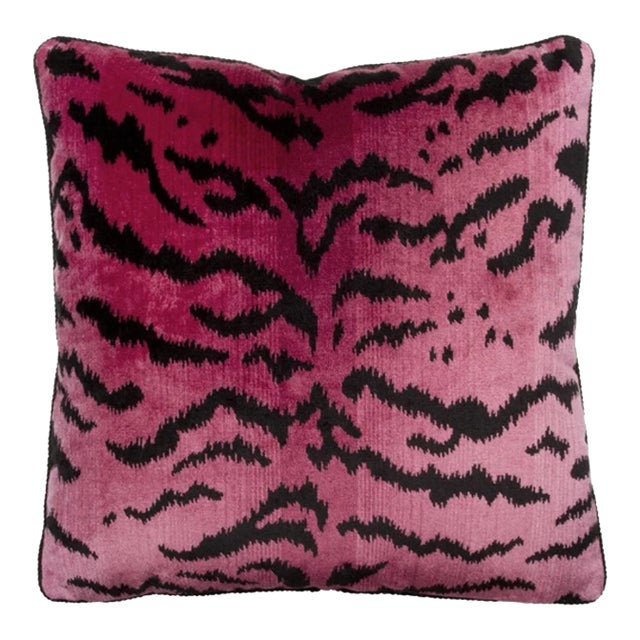 The House of Scalamandré Tigre Pillow, Reds & Black For Sale