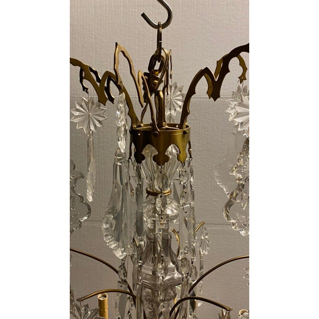 Baccarat French Louis XVI Style Bronze and Crystal Chandelier Attributed to Baccarat For Sale - Image 4 of 11