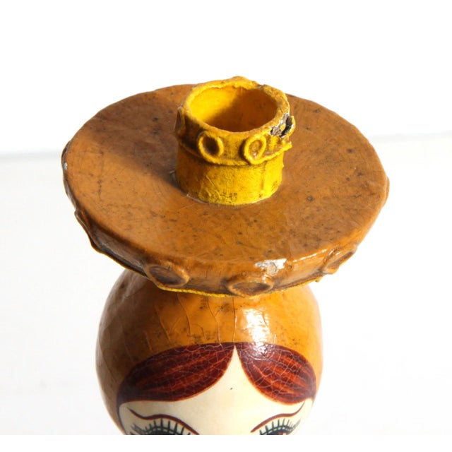 Mid-Century Modern Vintage 1960's Gemma Taccogna Mexican Paper Mache Candle Stick Holder For Sale - Image 3 of 8