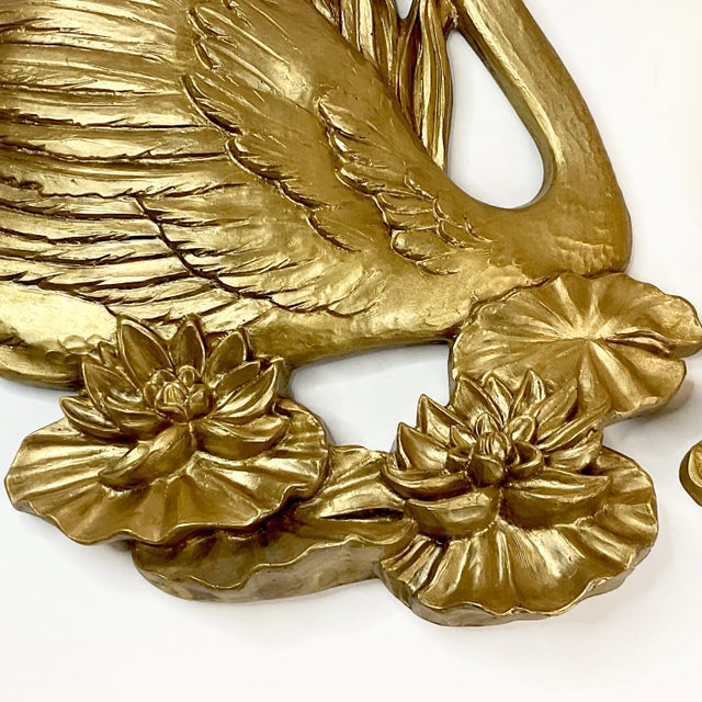 Sculpture Materials Mid-Century Hollywood Regency Swan Sculptural Wall Objects - A Pair. For Sale - Image 7 of 12