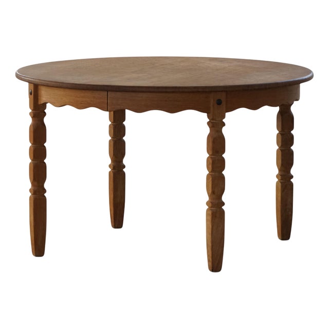 Mid-Century Danish Round Dining Table in Oak with Two Extensions, 1960s For Sale