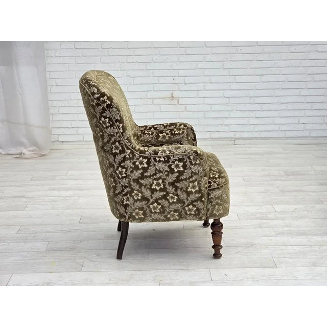 Mid-Century Modern Danish Green Velour and Ash Wood Armchair, 1950s For Sale - Image 3 of 16