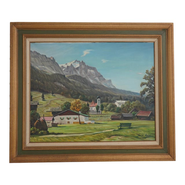 Anso Weiss German Country Side Oil Painting on Canvas For Sale