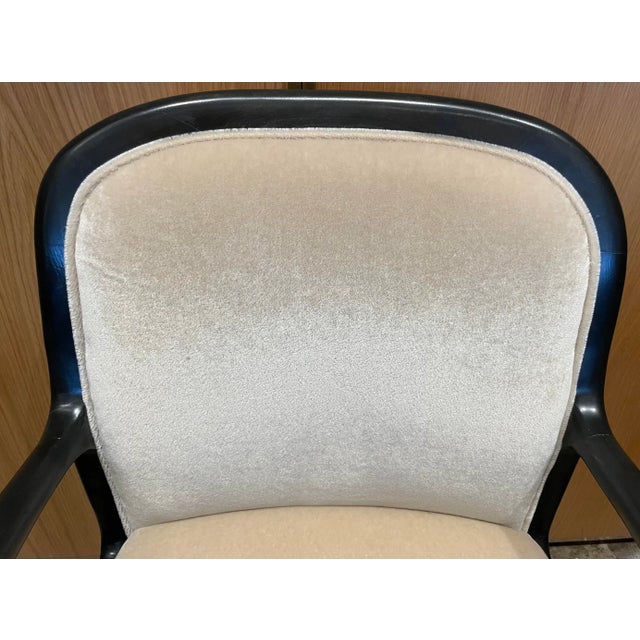 Wood Ebonized Dining Chairs in Champagne Mohair - Set of 4 For Sale - Image 7 of 13