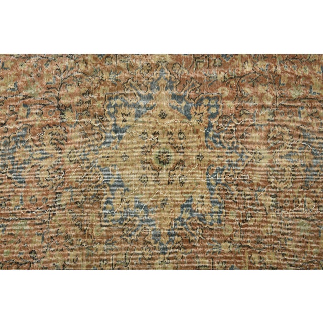 1970s 1970s Vintage Turkish Oushak Handmade Wool Cotton Orange Area Rug For Sale - Image 5 of 12