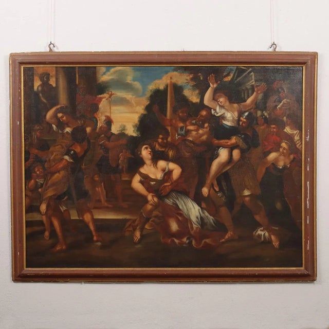 Roman School Artist, The Abduction of the Sabine Women, 1600s, Oil on Canvas For Sale - Image 13 of 13