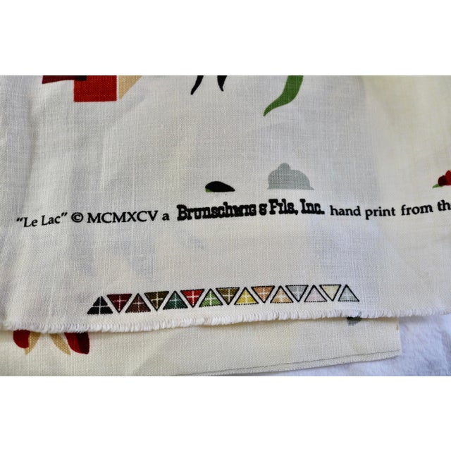 Brunschwig & Fils Hand Print Linen 'Le Lac' From Collection Maison Hamot Paris