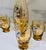 Hollywood Regency Vintage Italian Murano Tre Fuochi Amber Glass Decanter & 6 Cordial Glasses – 24k Gold Gilt, Hand-Painted High Enamel Flowers For Sale - Image 3 of 12