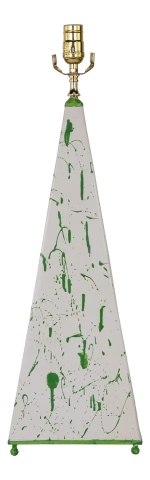 1970s French Hand-Painted Abstract Pattern Obelisk Lamp