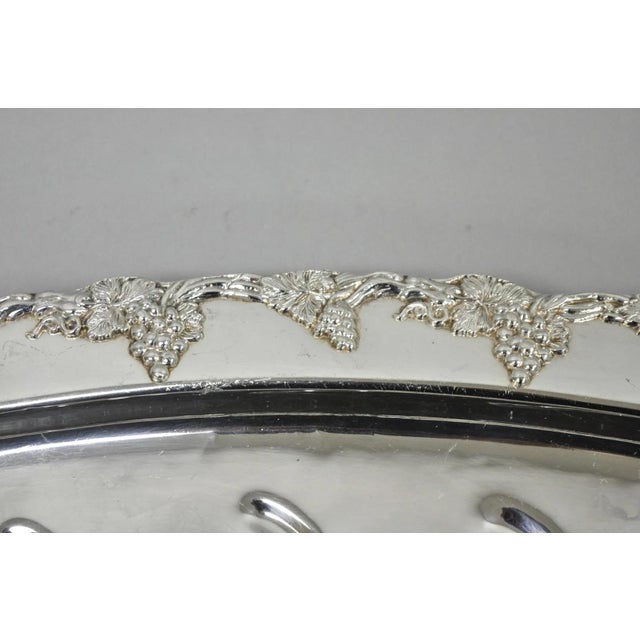 Metal Antique English Victorian Silver Plated Grapevine Meat Cutlery Tray by Benedict For Sale - Image 7 of 13
