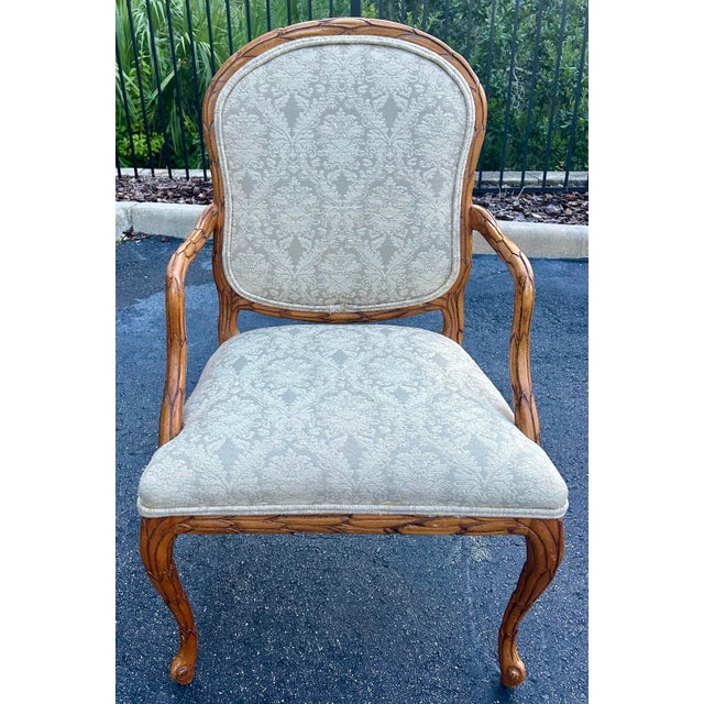 Textile Late 20th Century Vintage Hickory French Louis XVI Faux Bois Chair For Sale - Image 7 of 11