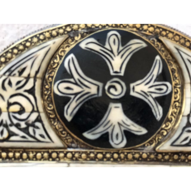 Rustic Handcrafted Moorish Wall Mirror | Black & Ivory Decorative Accent For Sale - Image 3 of 7