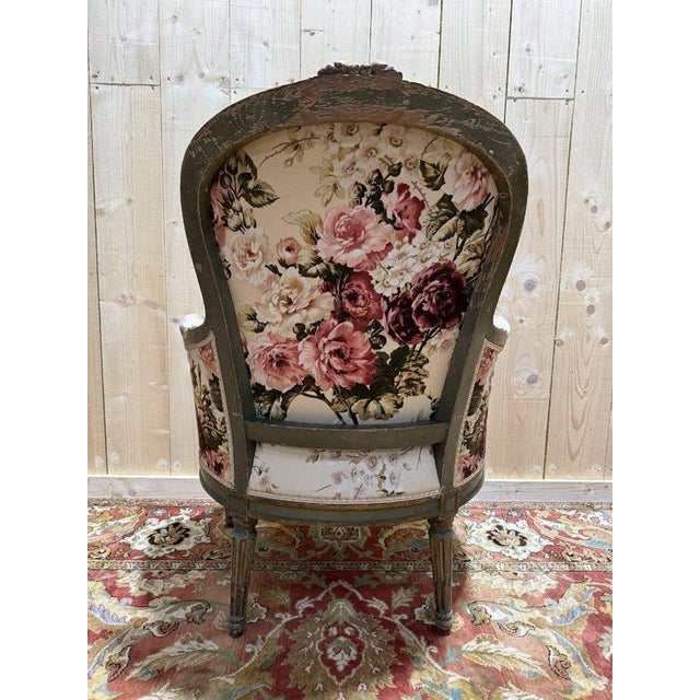Bergère Chair with Louis Xvi Style Floral Fabric For Sale - Image 6 of 9