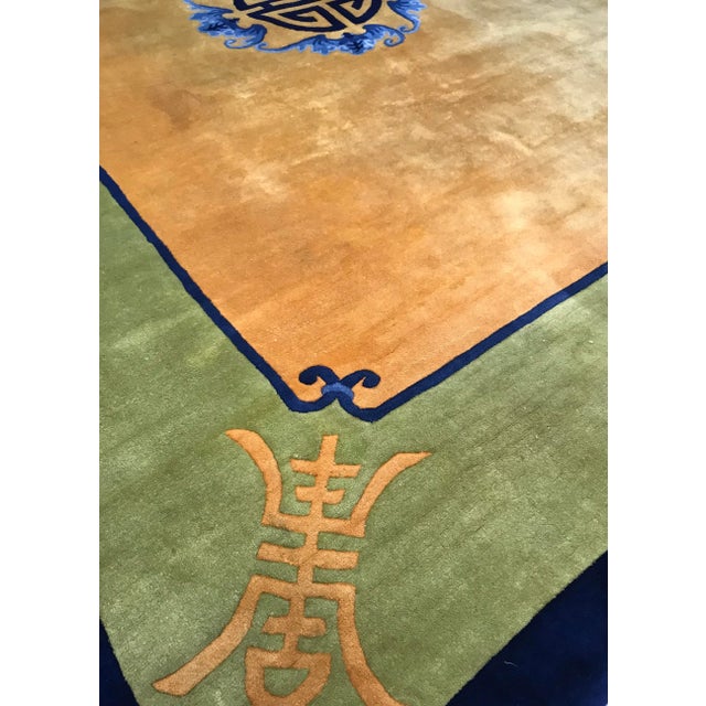 1920s Antique Vintage Art Deco Chinese Rug-8’11’x12" For Sale - Image 9 of 13