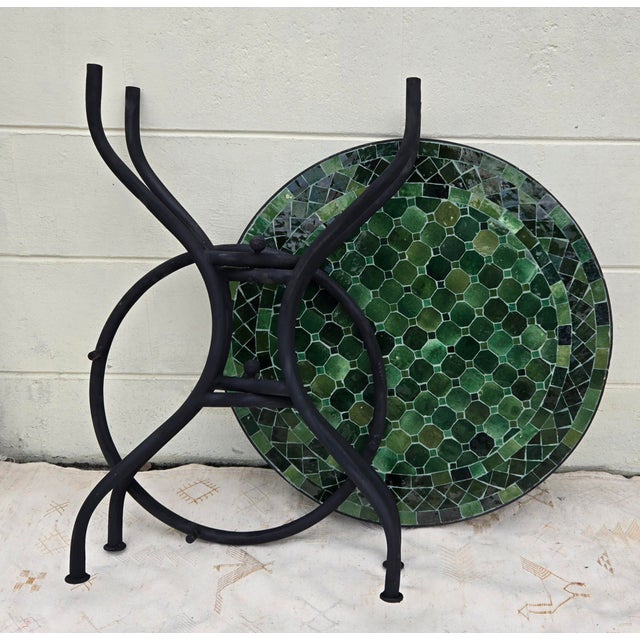 Metal 24" Tamegrout Green Moroccan Mosaic Table For Sale - Image 7 of 7