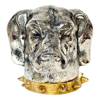 Carole Stupell Silvered & Gilt Bronze Foxhound Box, Signed, Italian Made For Sale
