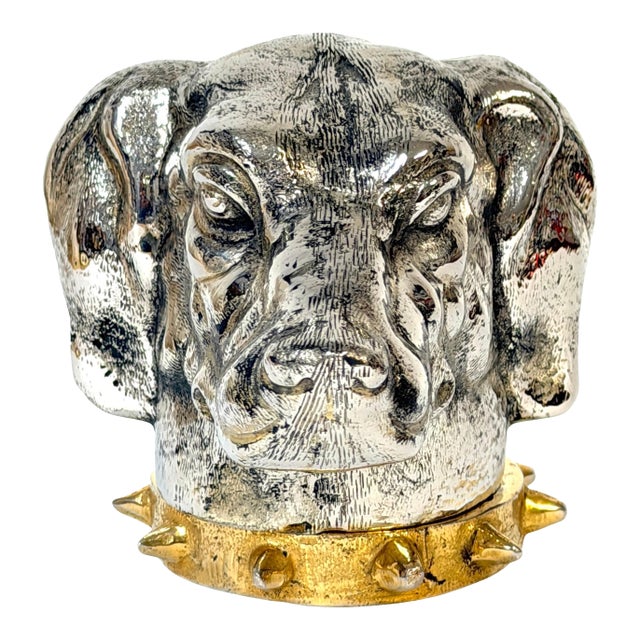 Carole Stupell Silvered & Gilt Bronze Foxhound Box, Signed, Italian Made For Sale