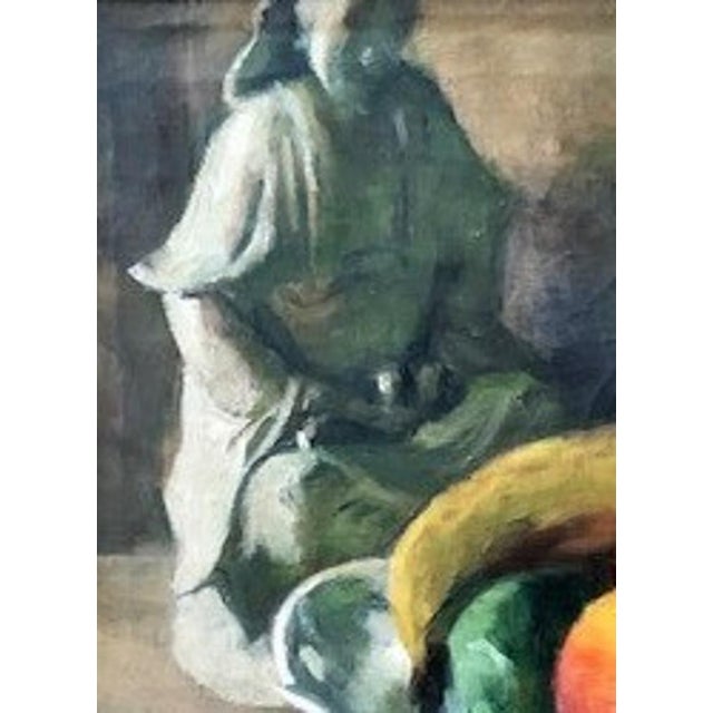 Ivan Olinsky, Still Life w/ Chinese Porcelain Figurine & Fruits, O/C Painting, C For Sale - Image 4 of 6