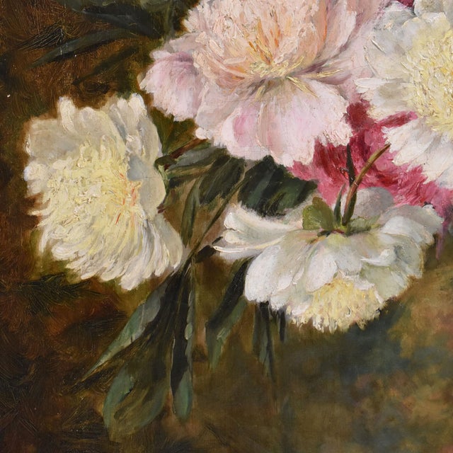 Peonies and Books, Oil on Canvas, 19th Century, Framed For Sale - Image 4 of 11