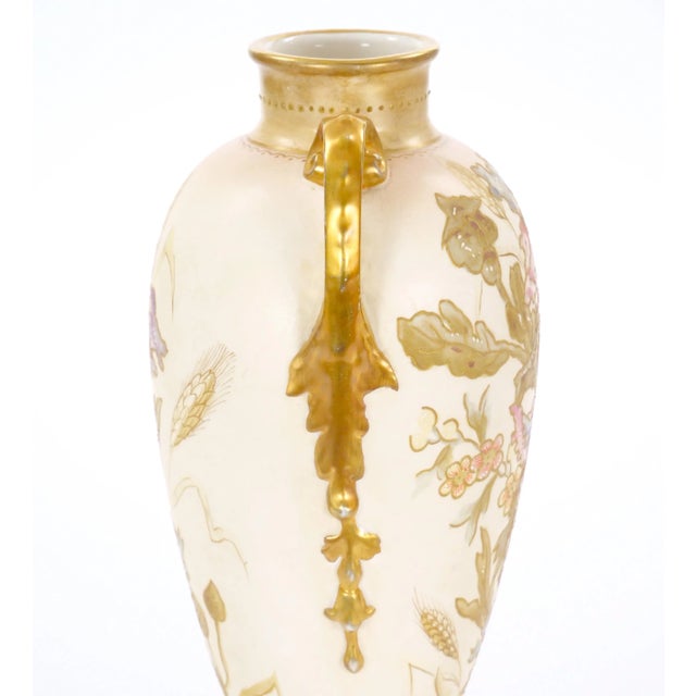 Late 19th Century Antique German Porcelain Hand Painted / Gilt Decorative Vase For Sale - Image 5 of 10